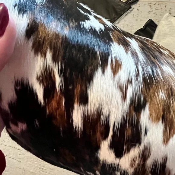 Genuine cow hide leather and fur handmade Christmas Stockings - Picture 10 of 15